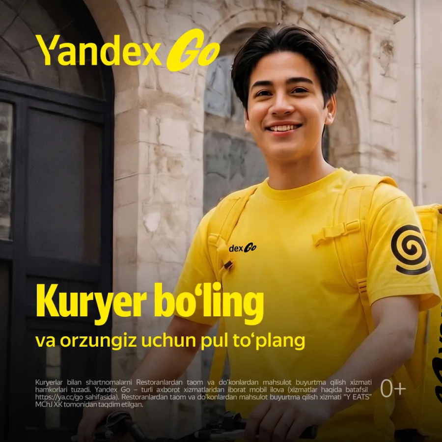 Urganchda Yandex Eats kuryeri