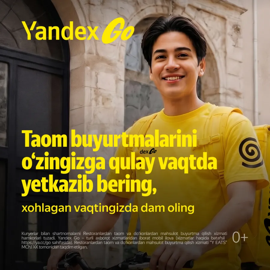 Navoiyda Yandex Eats kuryeri